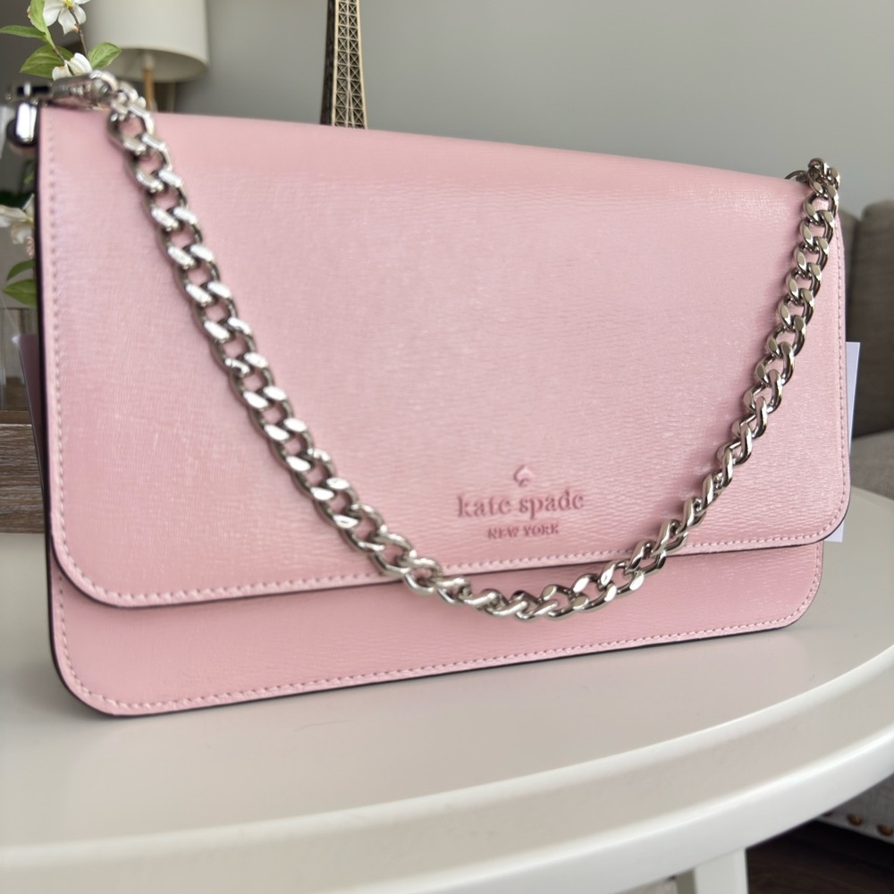 Kate Spade Blush Pink Shoulder Bag with Silver Chain - Picture 3 of 10